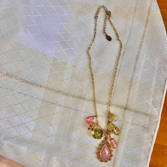 Cookie Lee Victorian Charm Necklace, Vintage Beaded Necklaces, Hand Blown Art - Picture 7 of 10